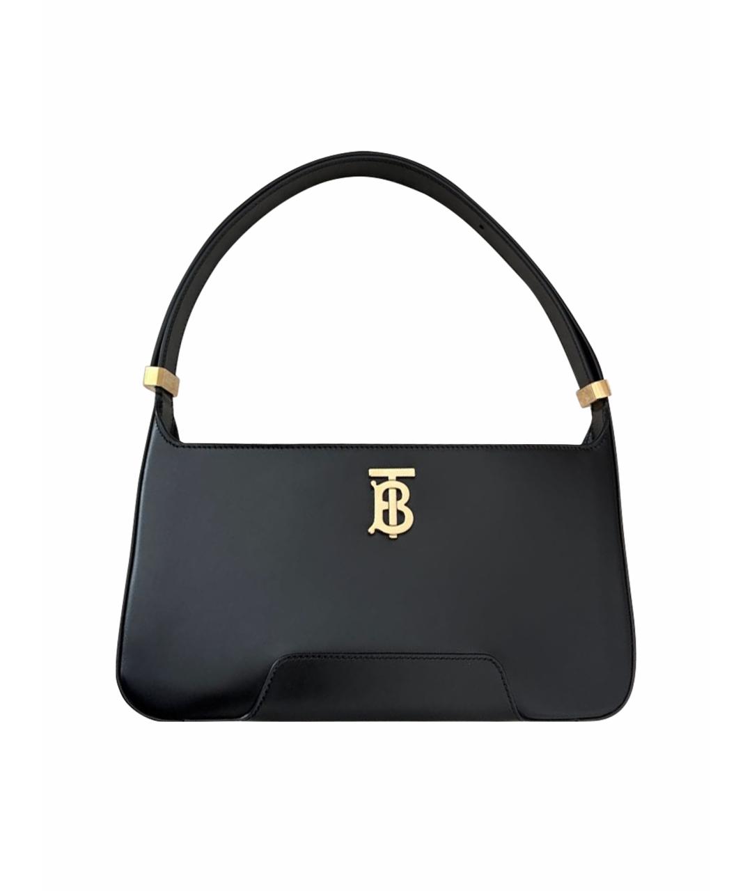 BURBERRY Черная кожаная сумка с короткими ручками, фото 1