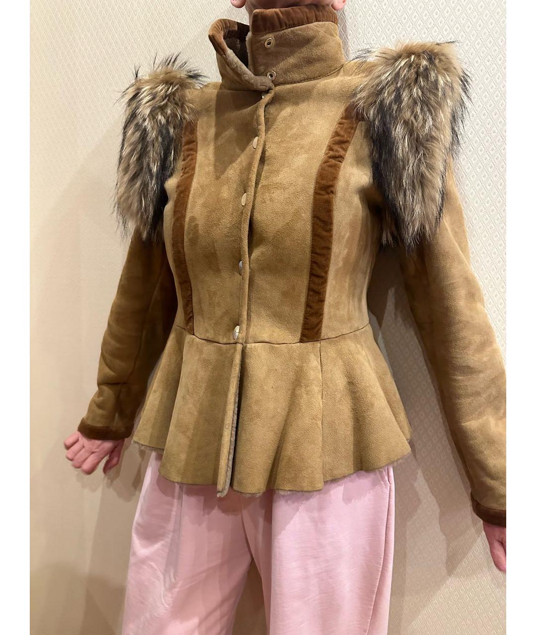 FERRAGAMO Бежевая меховая дубленка, фото 5