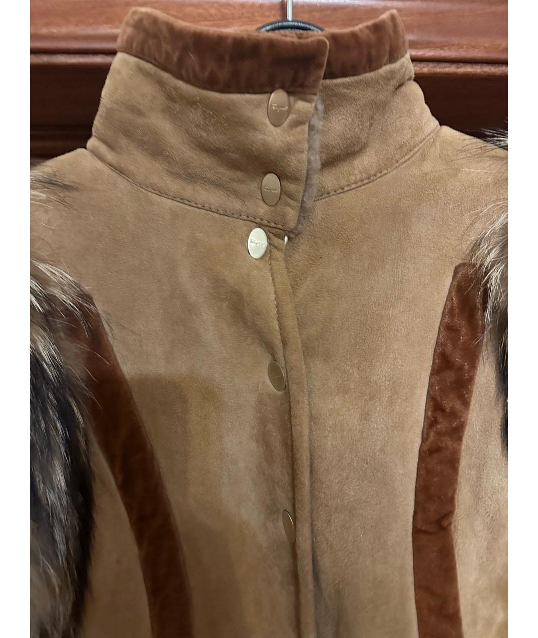 FERRAGAMO Бежевая меховая дубленка, фото 4