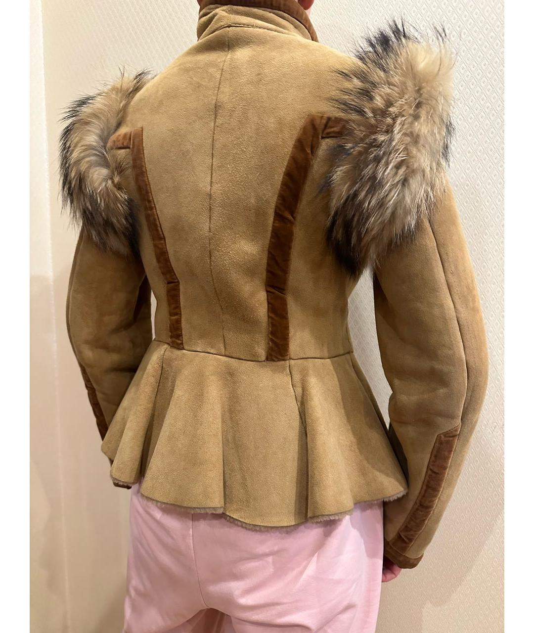 FERRAGAMO Бежевая меховая дубленка, фото 6