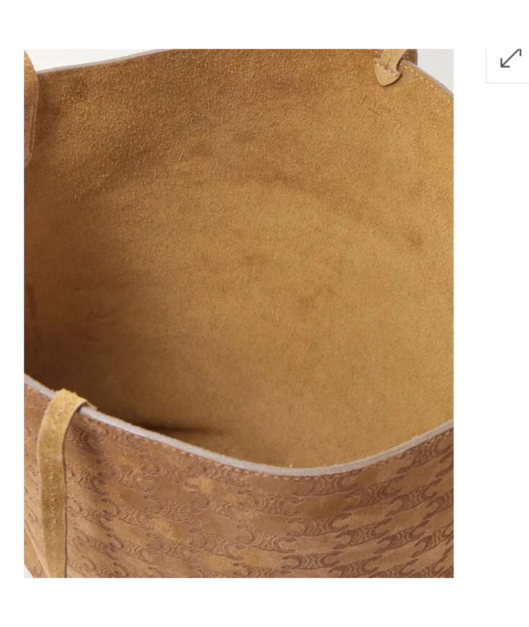 CELINE Горчичная замшевая сумка тоут, фото 4