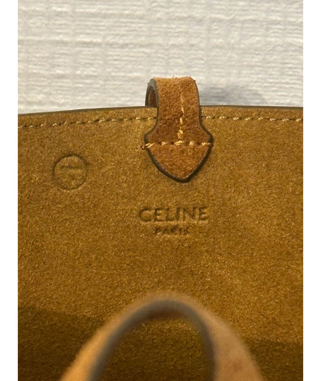 CELINE Горчичная замшевая сумка тоут, фото 7