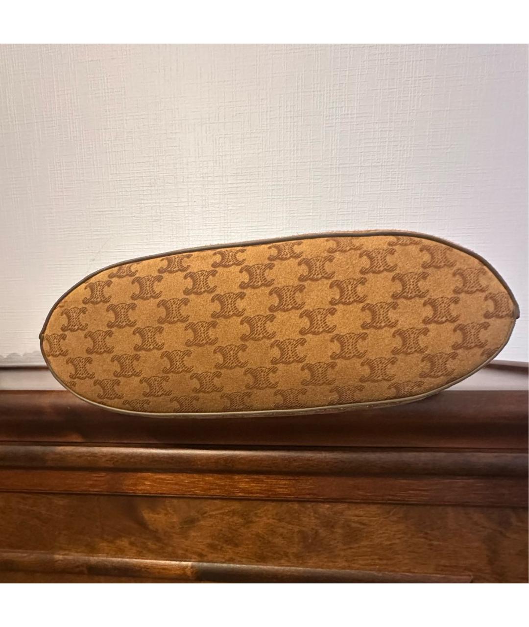 CELINE Горчичная замшевая сумка тоут, фото 5