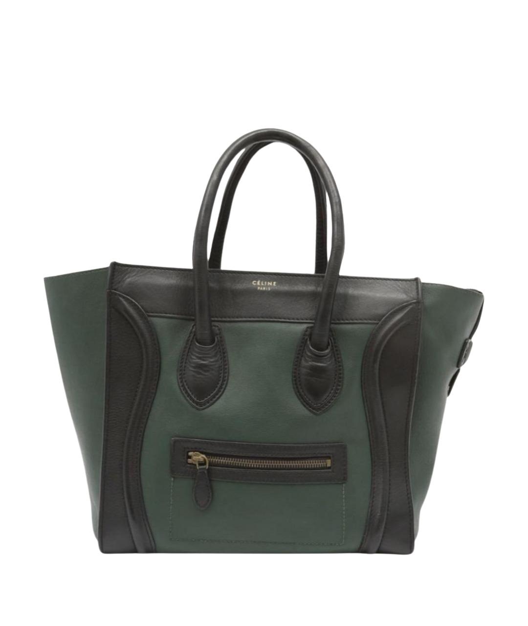 CELINE Зеленая кожаная сумка с короткими ручками, фото 1
