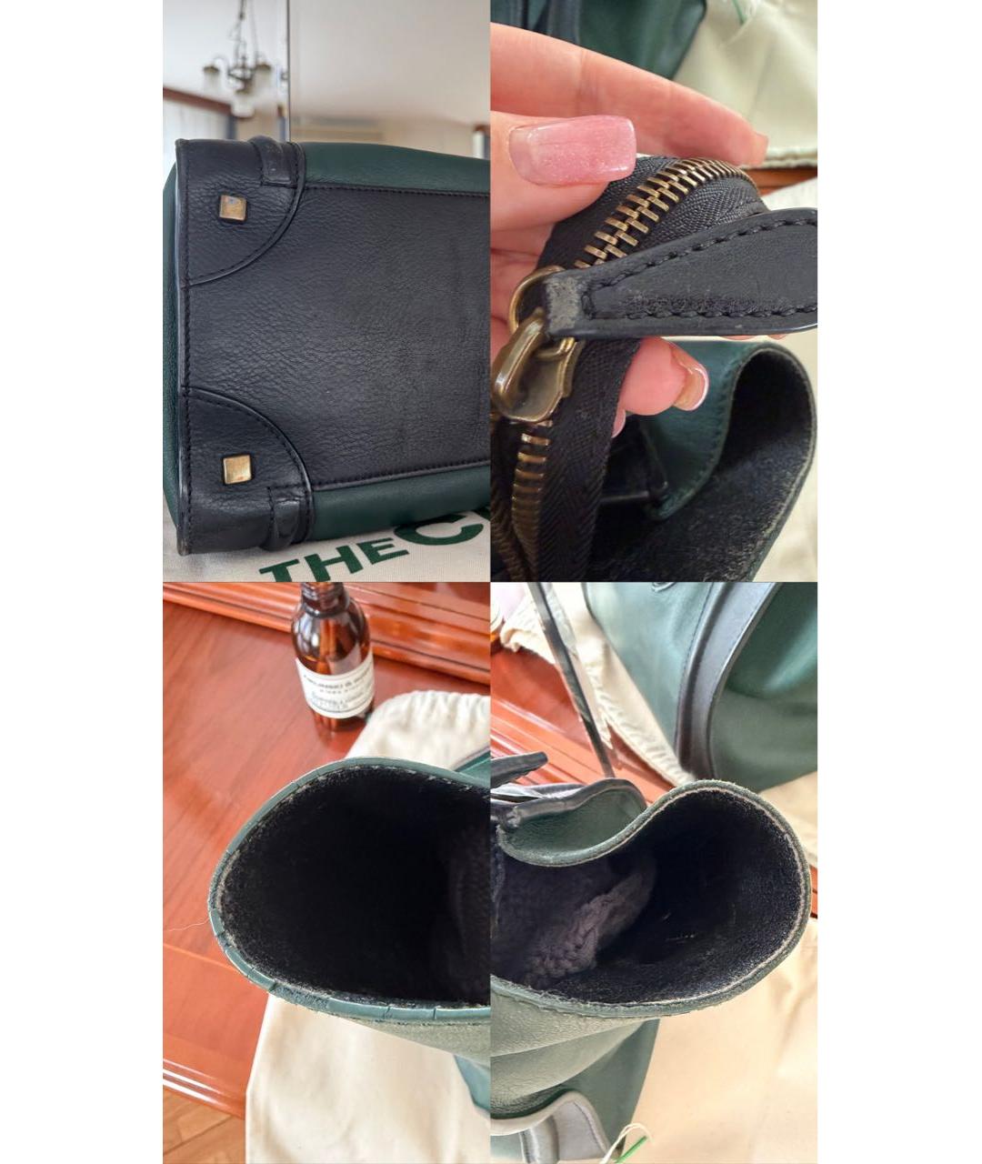 CELINE Зеленая кожаная сумка с короткими ручками, фото 6