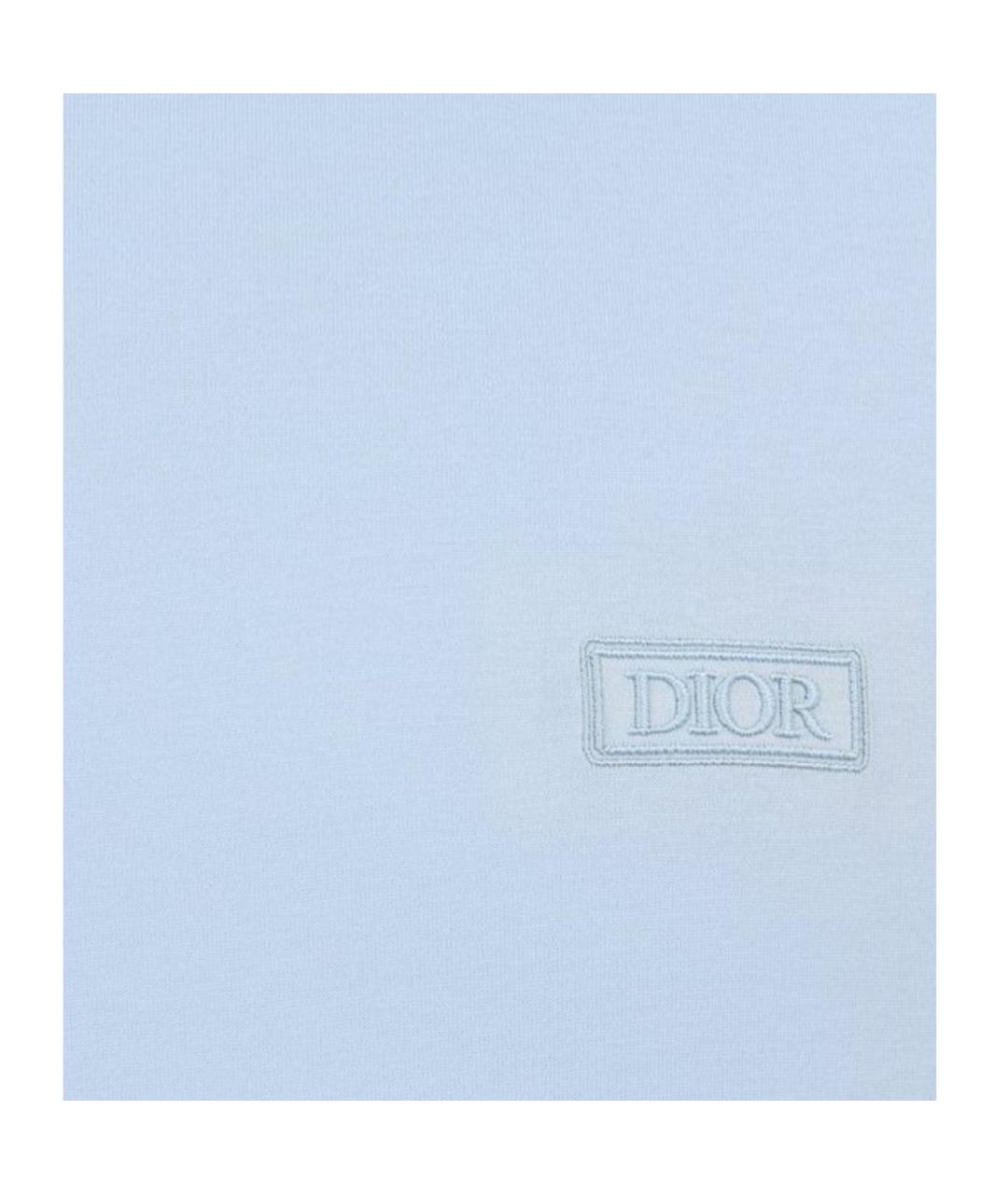 CHRISTIAN DIOR Голубая хлопковая футболка, фото 4