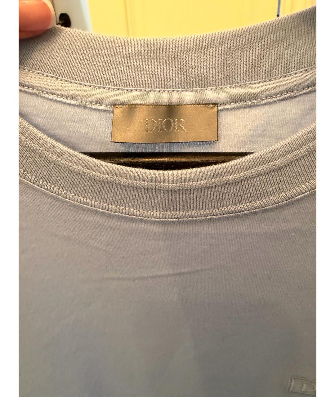 CHRISTIAN DIOR Голубая хлопковая футболка, фото 3