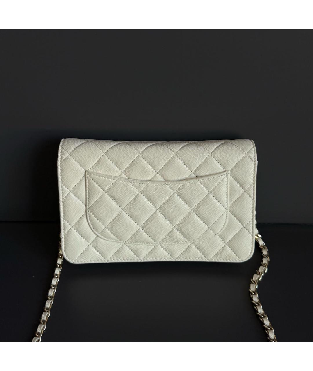 CHANEL Белая кожаная сумка через плечо, фото 3