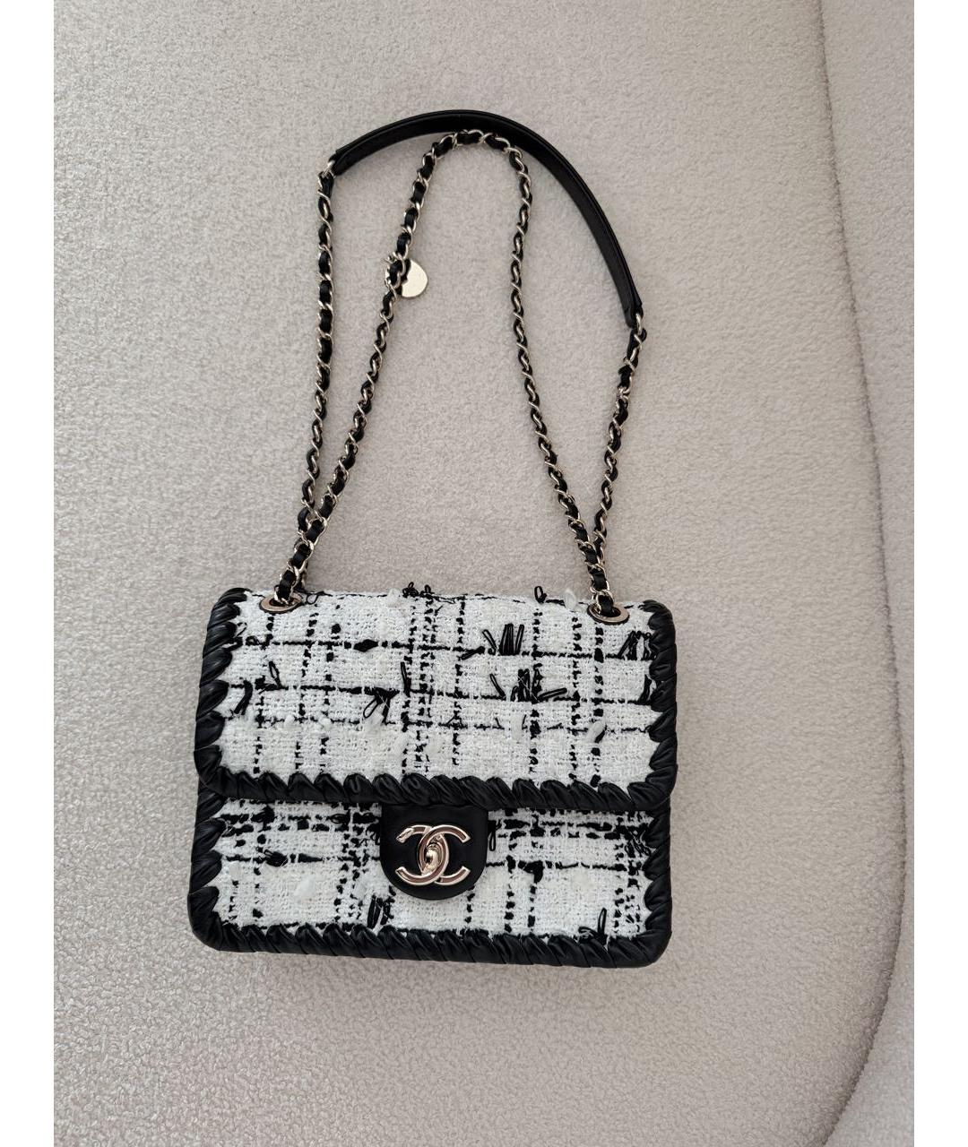 CHANEL Белая твидовая сумка через плечо, фото 6