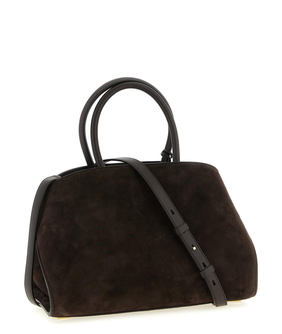 FERRAGAMO Коричневая замшевая сумка тоут, фото 2