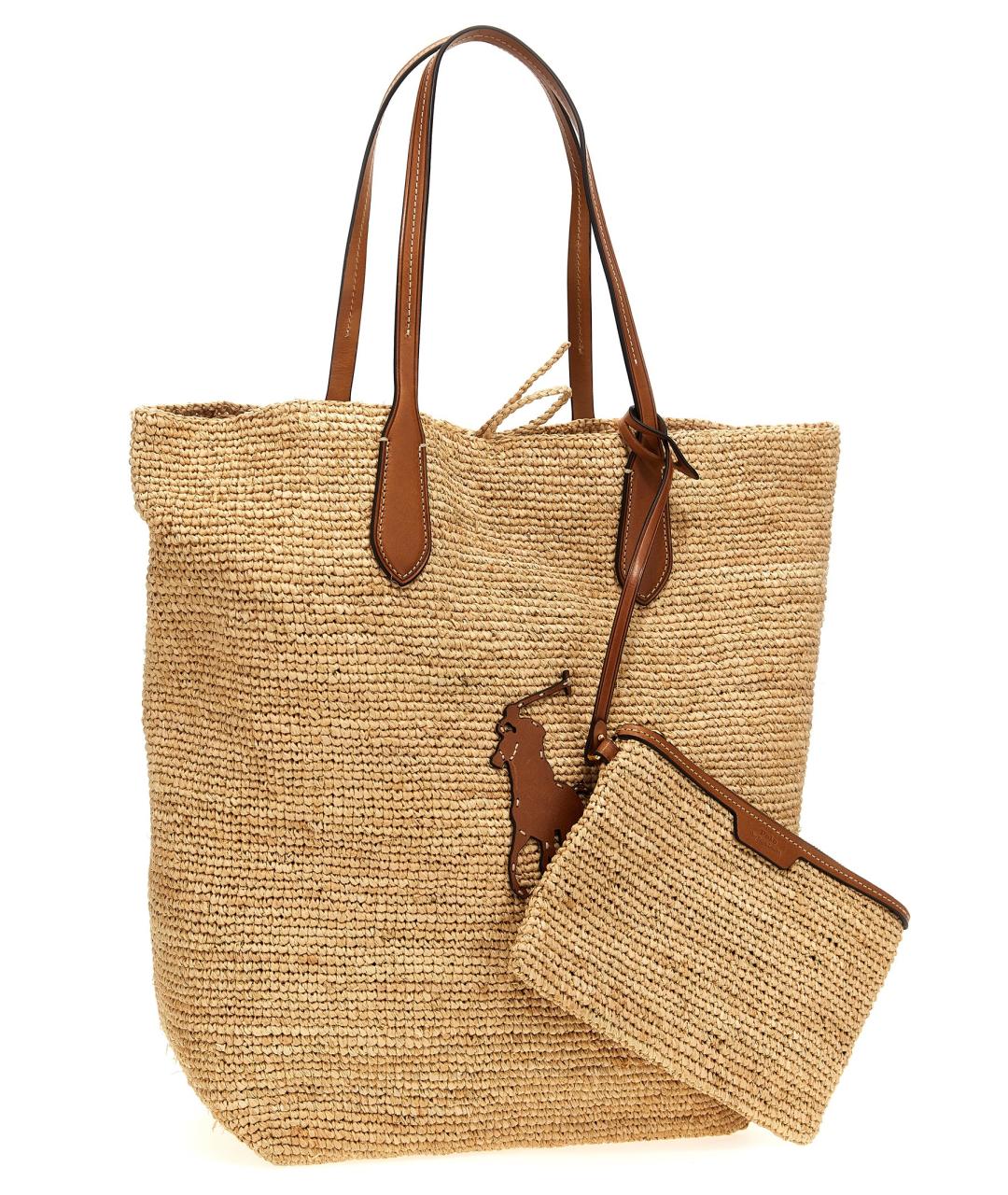 POLO RALPH LAUREN Бежевая пелетеная сумка тоут, фото 3