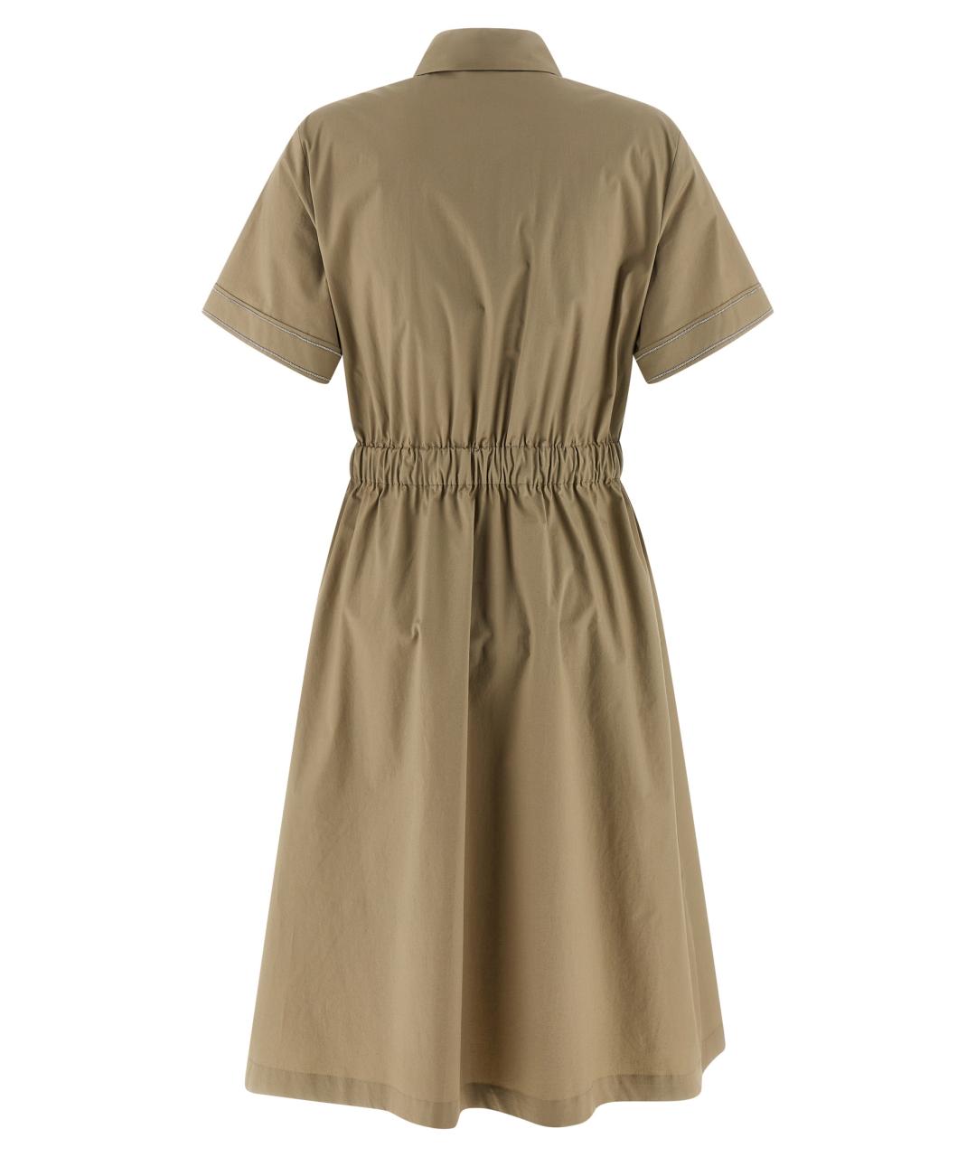 PESERICO Зеленые хлопковое повседневное платье, фото 2