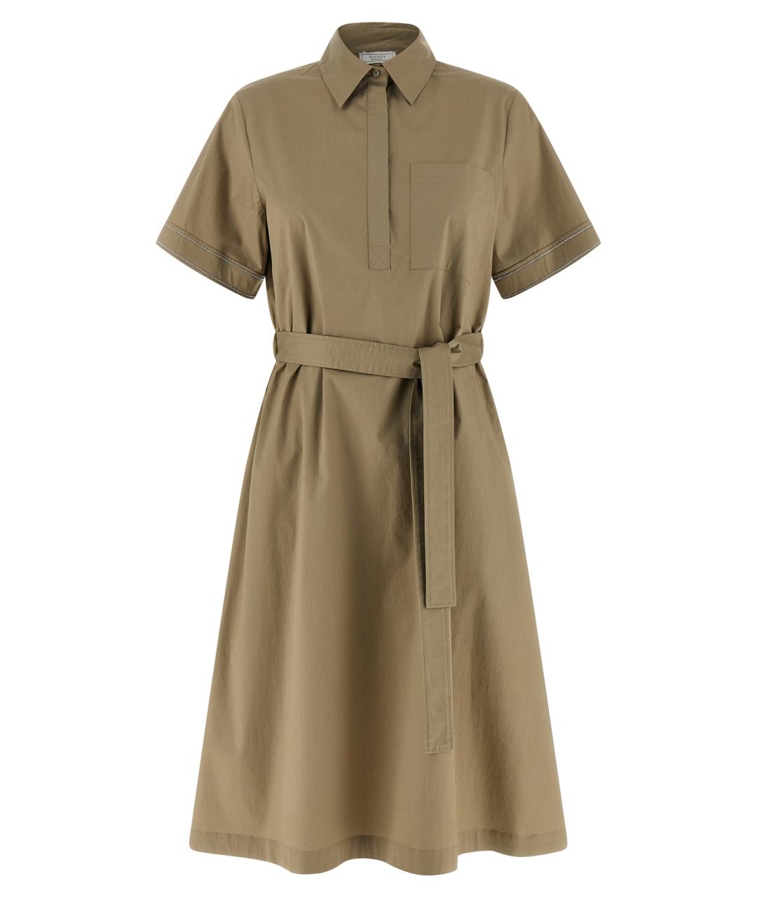 PESERICO Зеленые хлопковое повседневное платье, фото 1