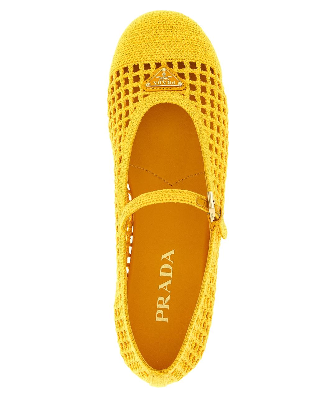 PRADA Желтые текстильные балетки, фото 4