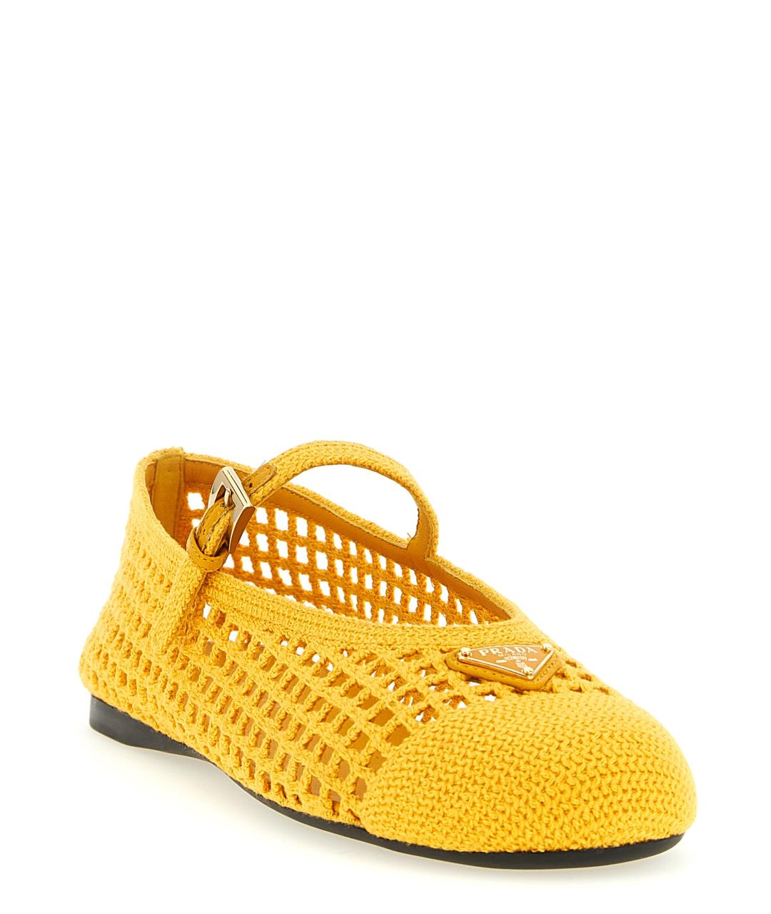 PRADA Желтые текстильные балетки, фото 2