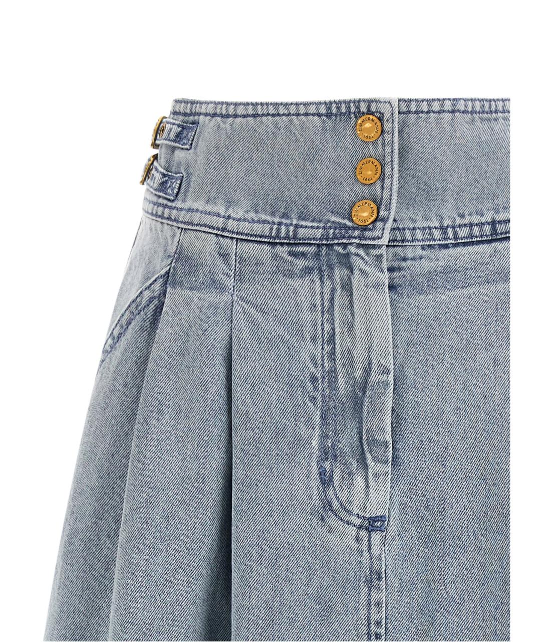 ZIMMERMANN Голубая хлопковая юбка миди, фото 3