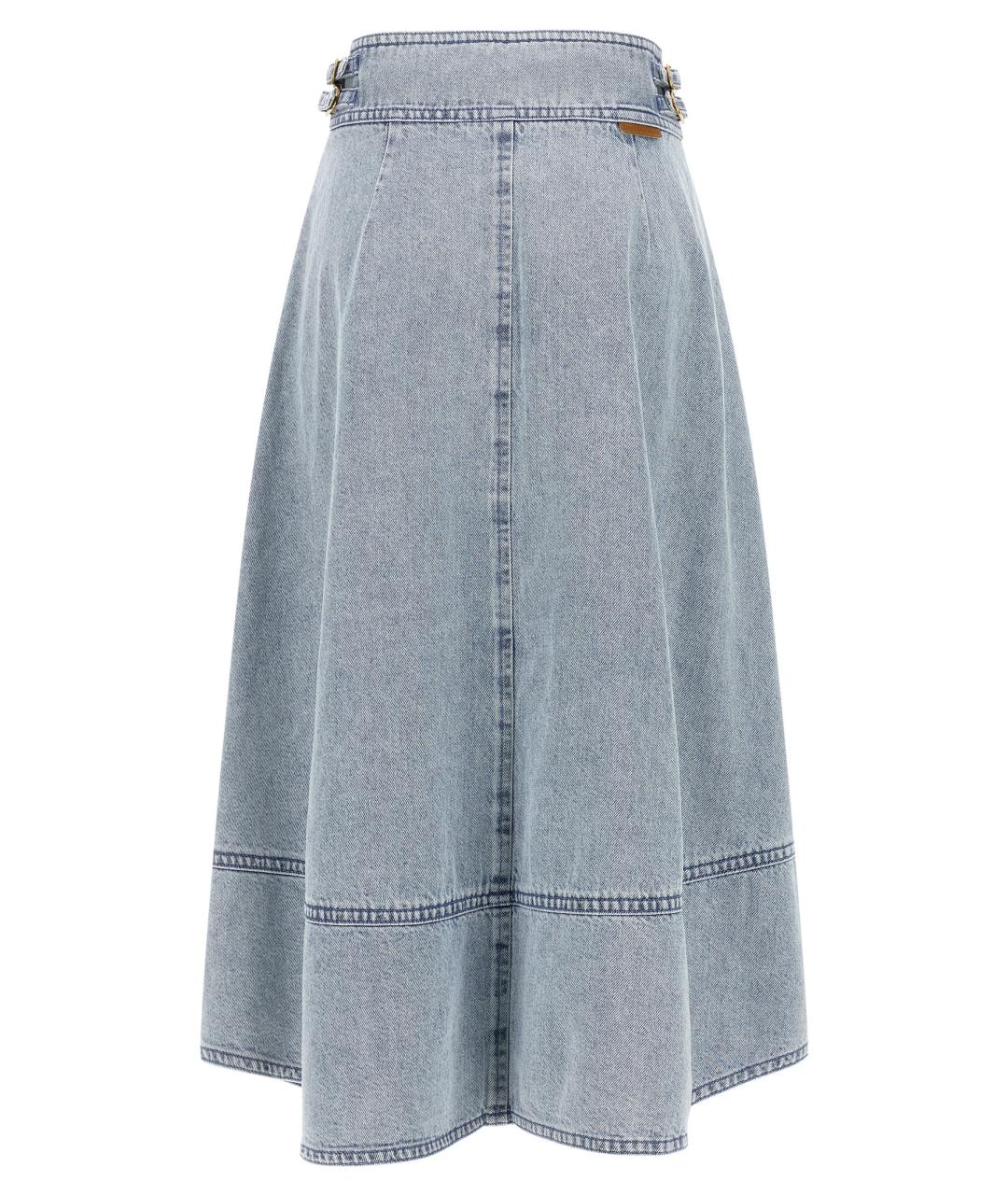 ZIMMERMANN Голубая хлопковая юбка миди, фото 2