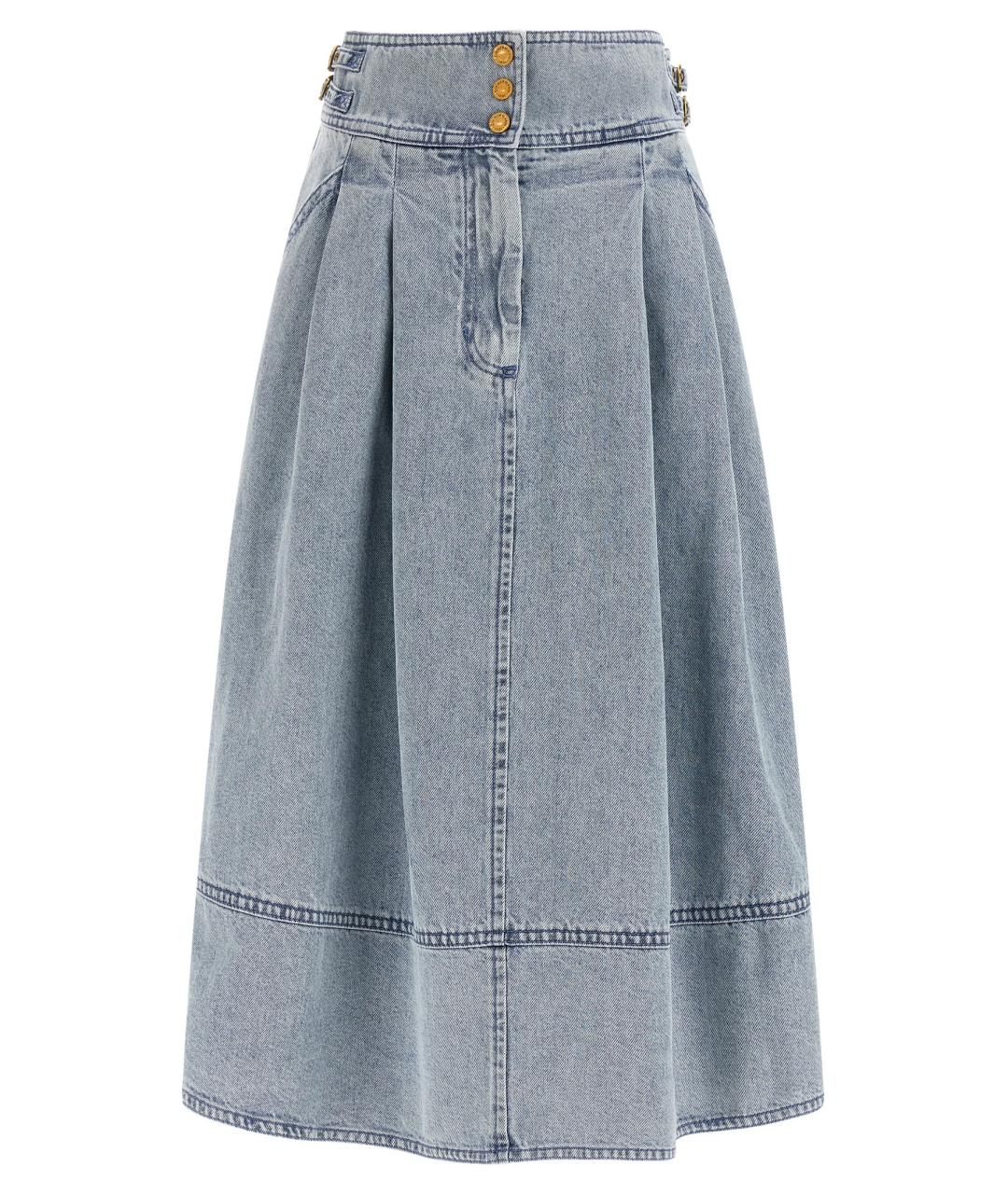 ZIMMERMANN Голубая хлопковая юбка миди, фото 1