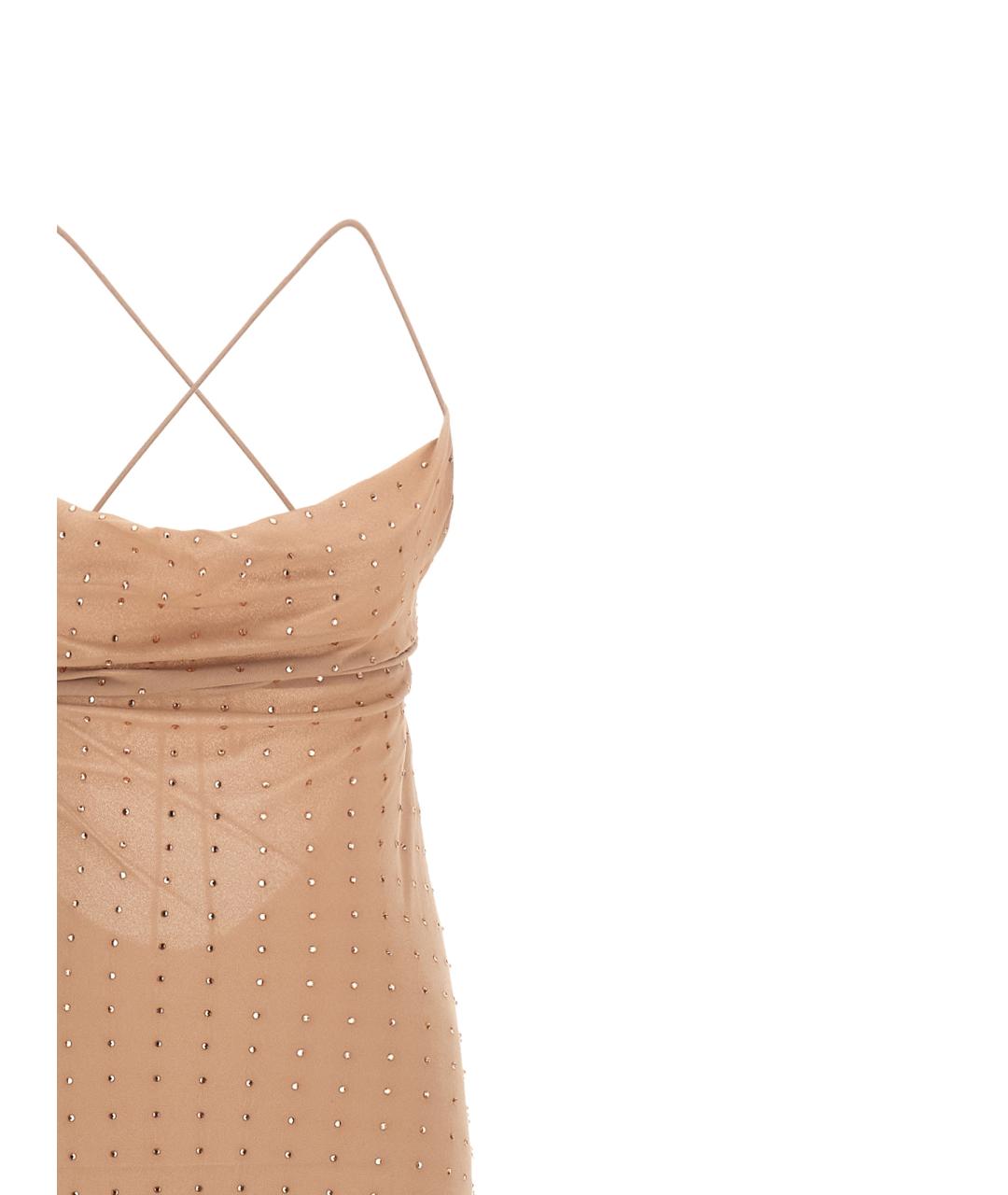 PINKO Бежевое полиэстеровое вечернее платье, фото 3