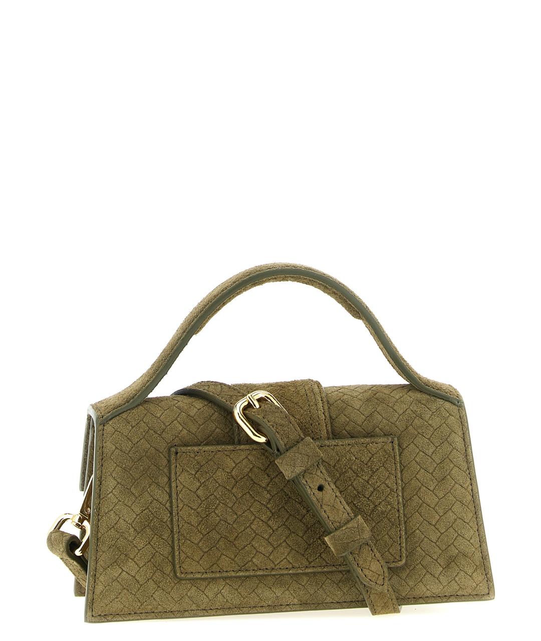 JACQUEMUS Зеленая замшевая сумка с короткими ручками, фото 2