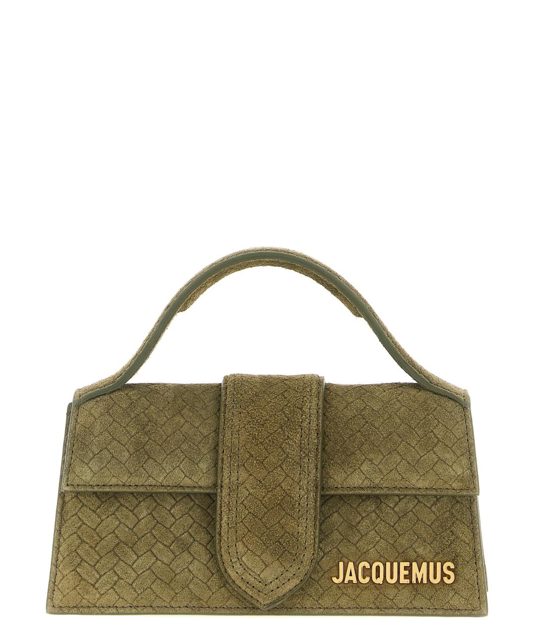 JACQUEMUS Зеленая замшевая сумка с короткими ручками, фото 1