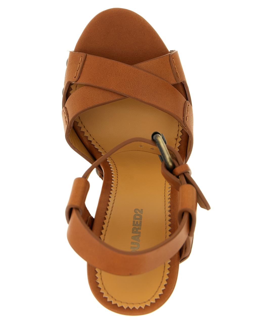 DSQUARED2 Коричневые кожаные босоножки, фото 4