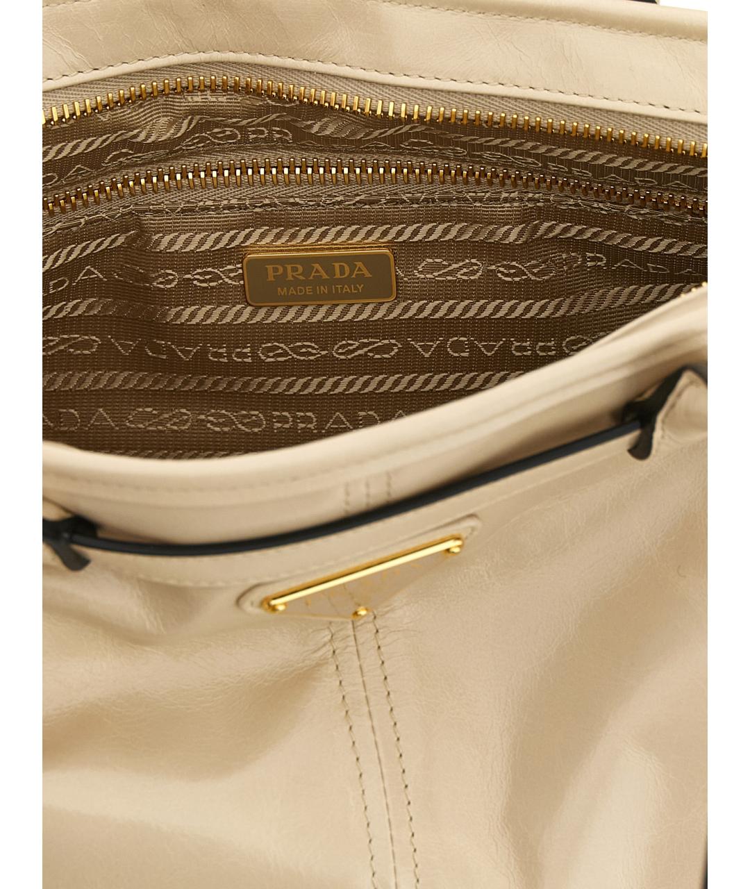 PRADA Бежевая кожаная сумка через плечо, фото 4