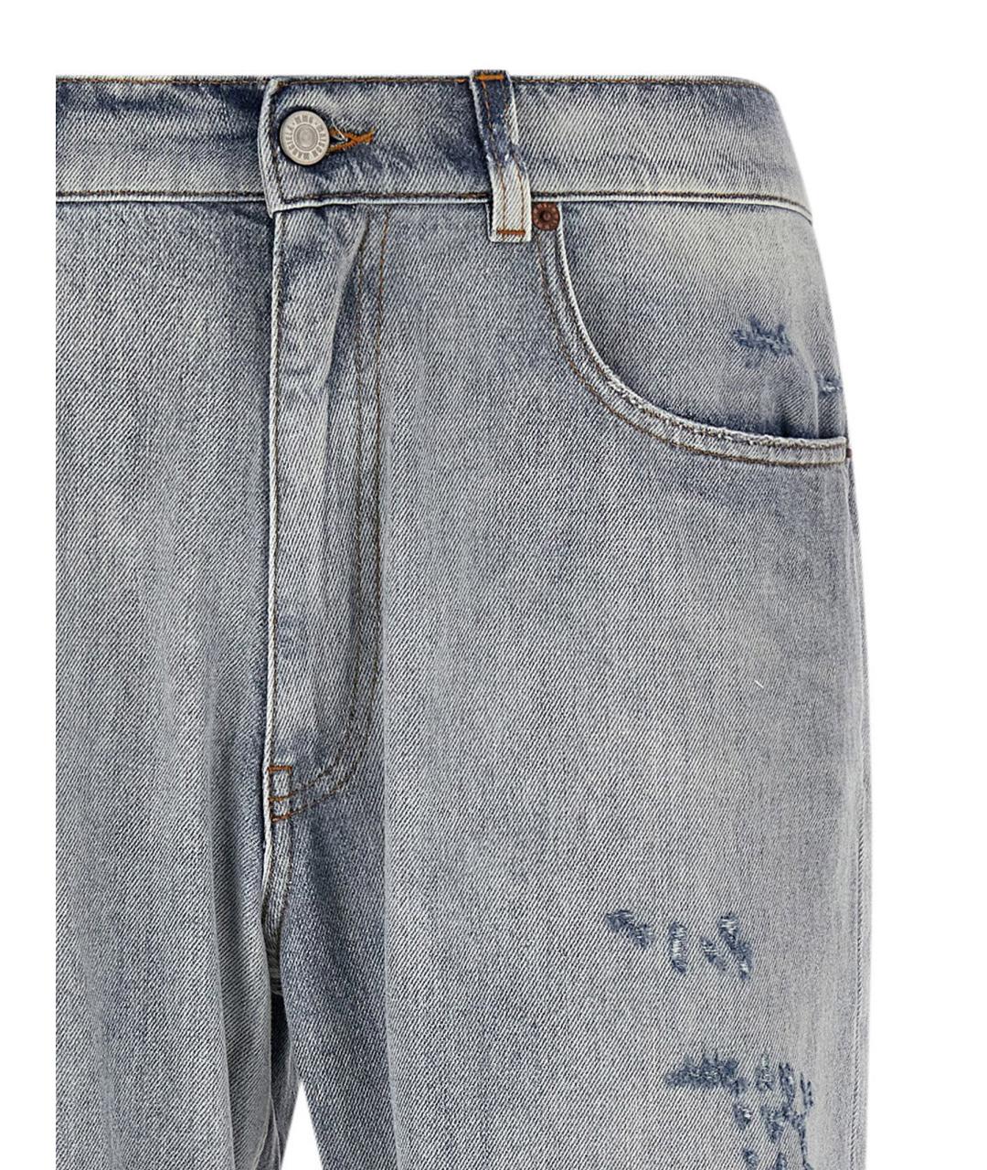 MM6 MAISON MARGIELA Голубые хлопковые прямые джинсы, фото 3