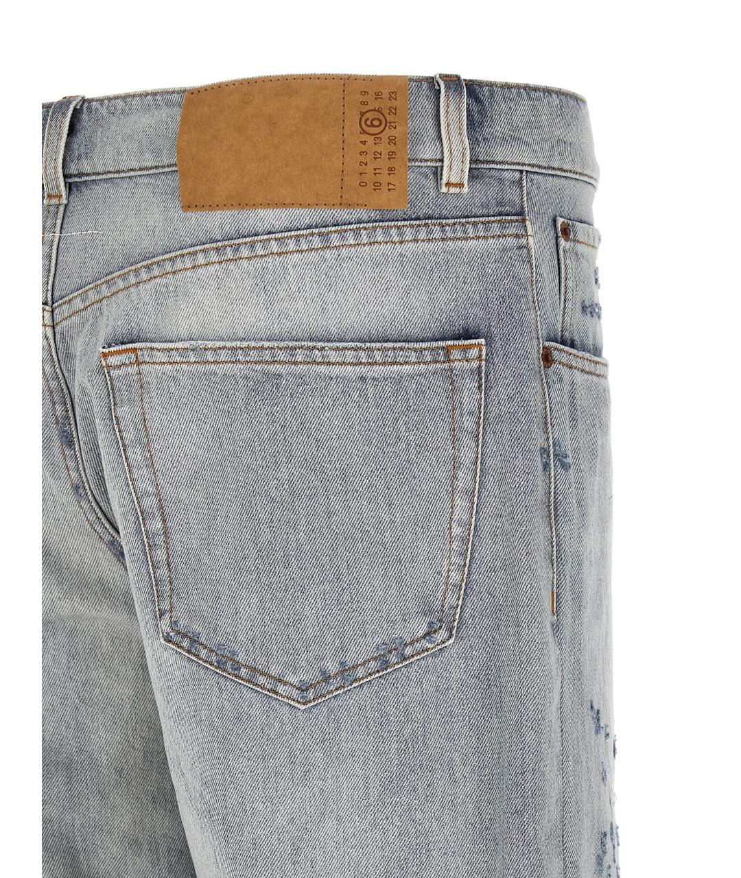 MM6 MAISON MARGIELA Голубые хлопковые прямые джинсы, фото 4