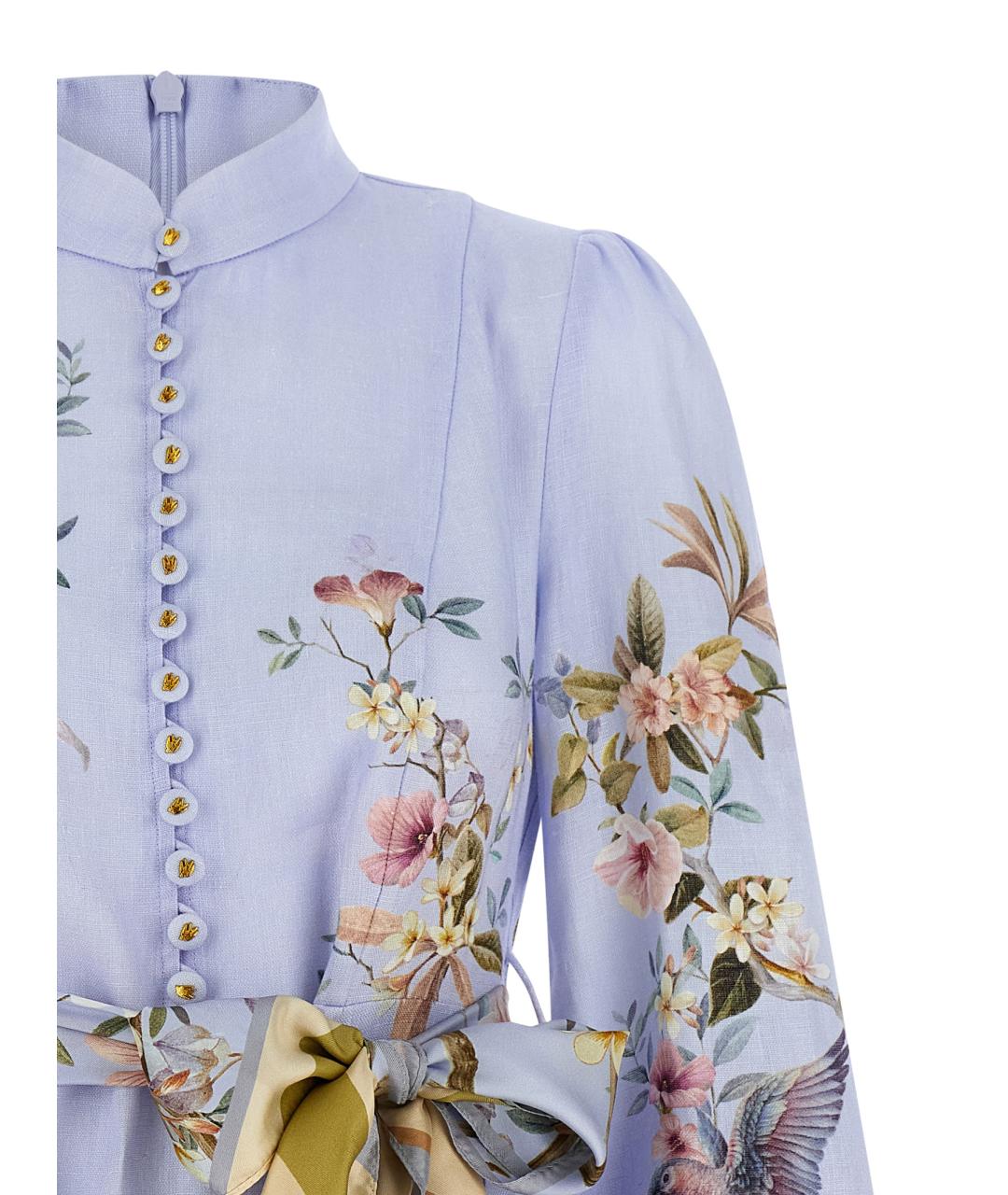 ZIMMERMANN Голубое льняное коктейльное платье, фото 3