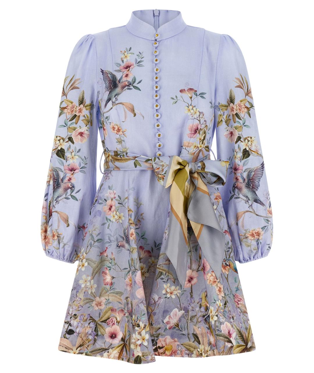 ZIMMERMANN Голубое льняное коктейльное платье, фото 1