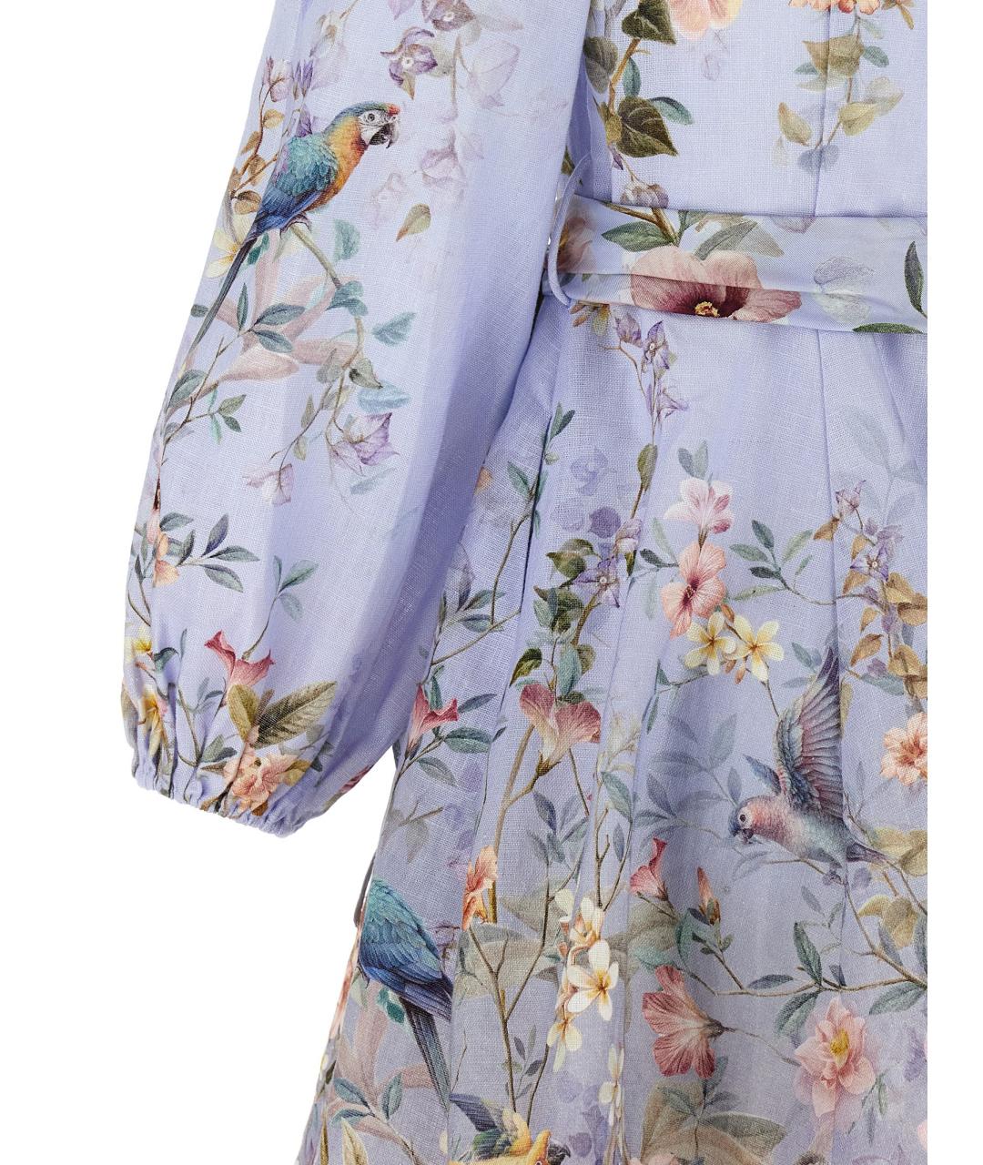 ZIMMERMANN Голубое льняное коктейльное платье, фото 4