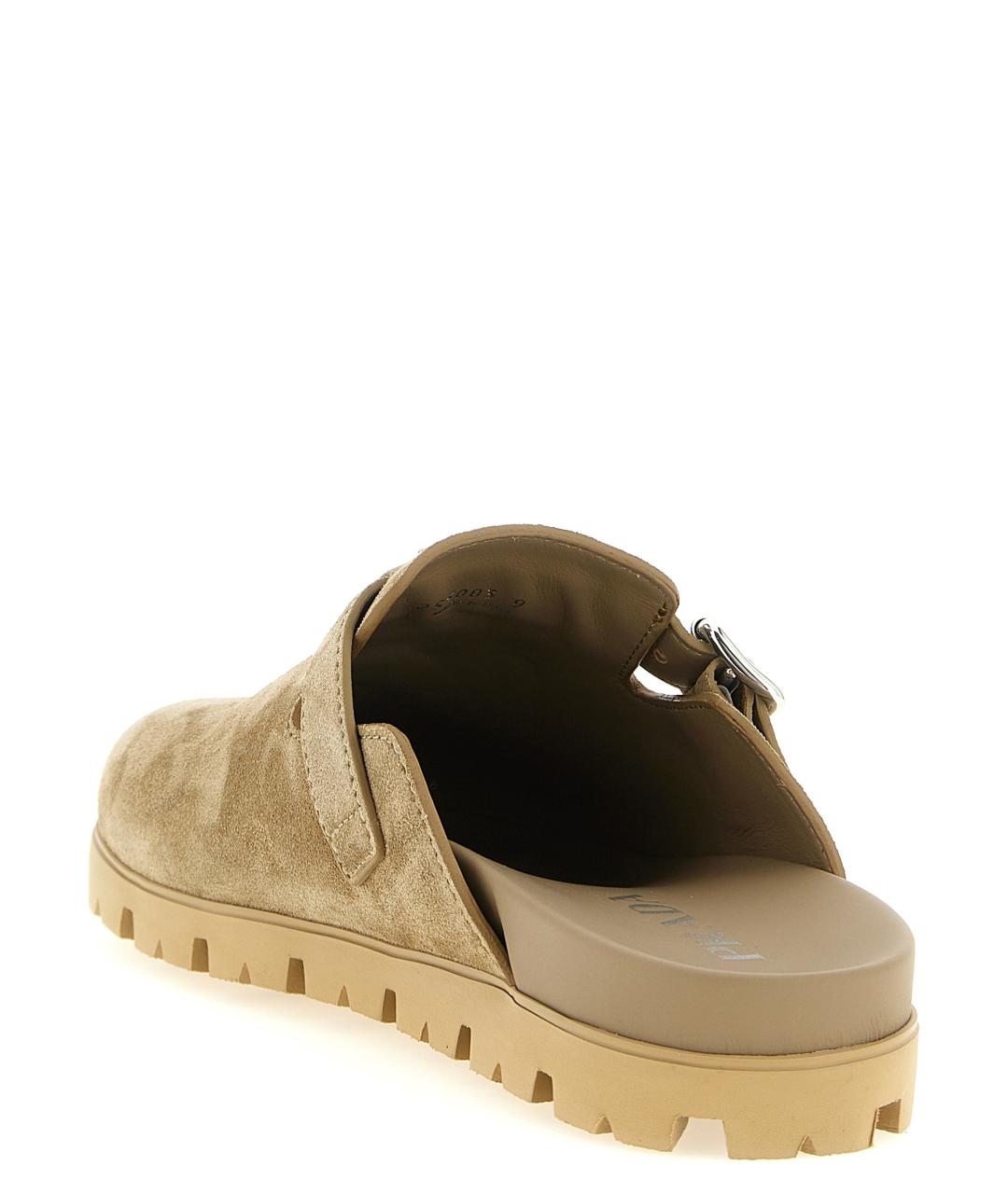 PRADA Бежевые замшевые шлепанцы, фото 3