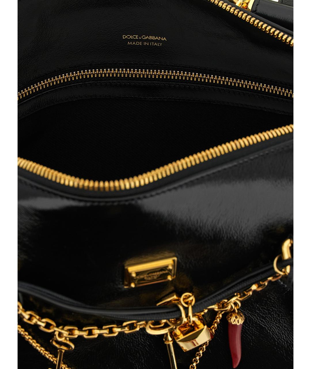 DOLCE&GABBANA Черная кожаная сумка тоут, фото 4