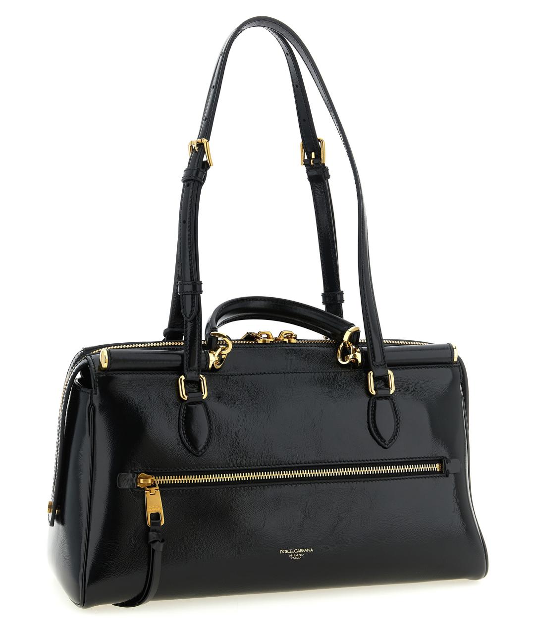 DOLCE&GABBANA Черная кожаная сумка тоут, фото 2