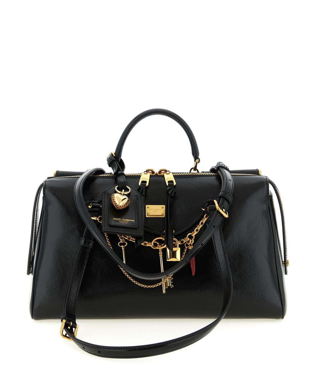 DOLCE&GABBANA Черная кожаная сумка тоут, фото 1