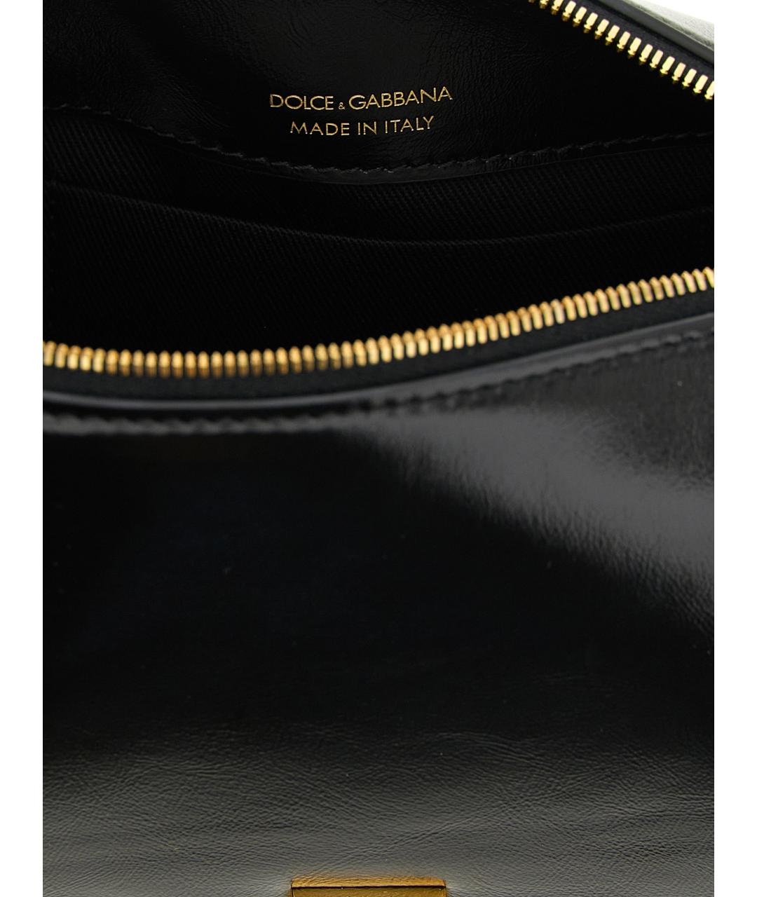 DOLCE&GABBANA Черная кожаная сумка через плечо, фото 4