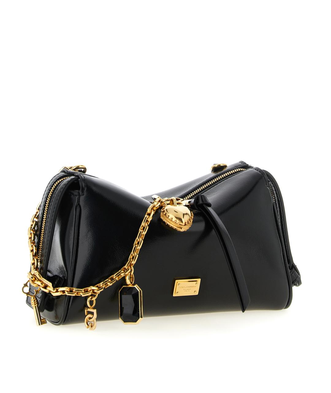 DOLCE&GABBANA Черная кожаная сумка через плечо, фото 3