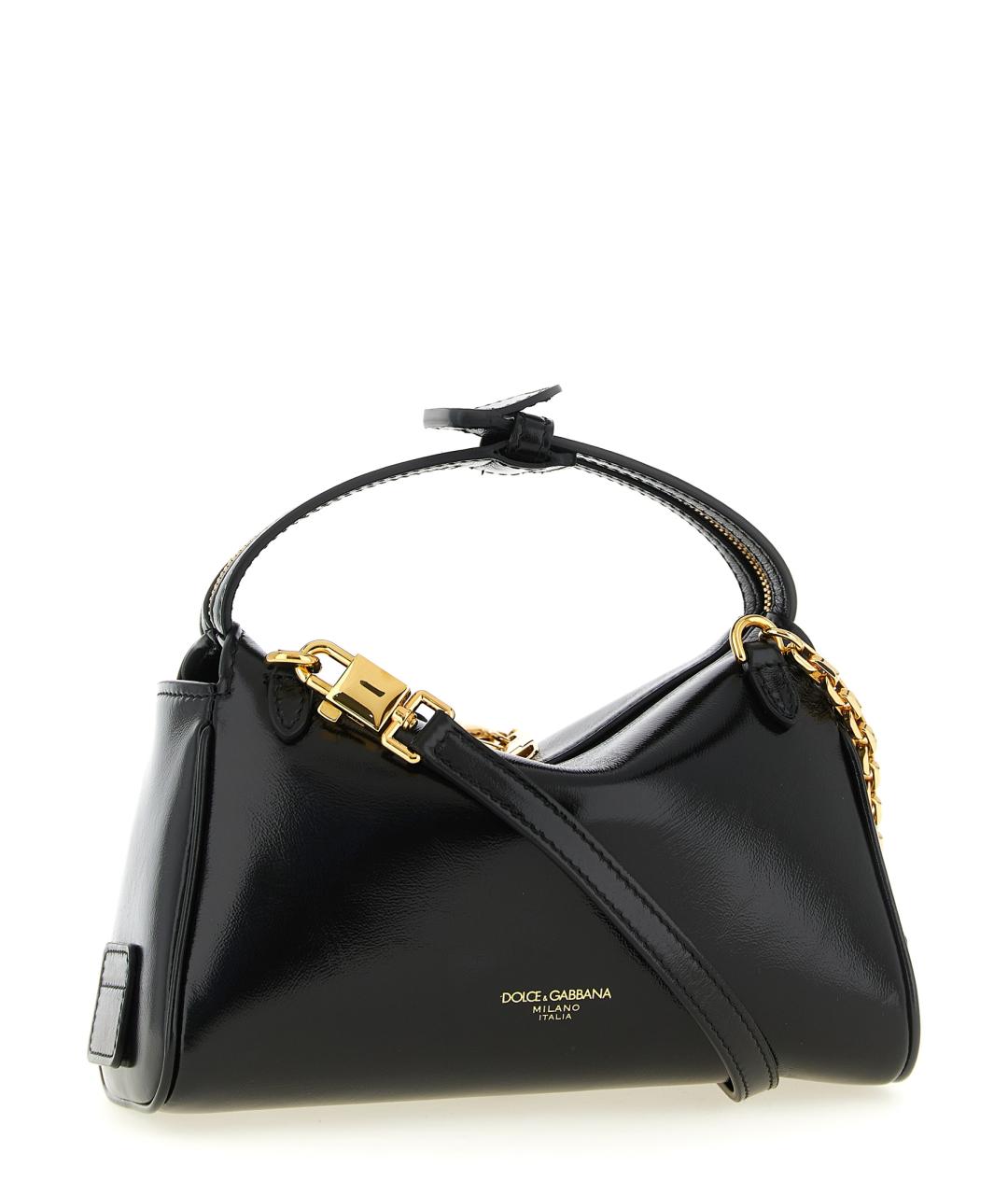 DOLCE&GABBANA Черная кожаная сумка через плечо, фото 2