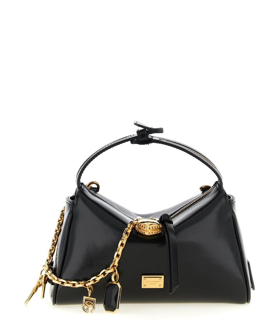 DOLCE&GABBANA Черная кожаная сумка через плечо, фото 1
