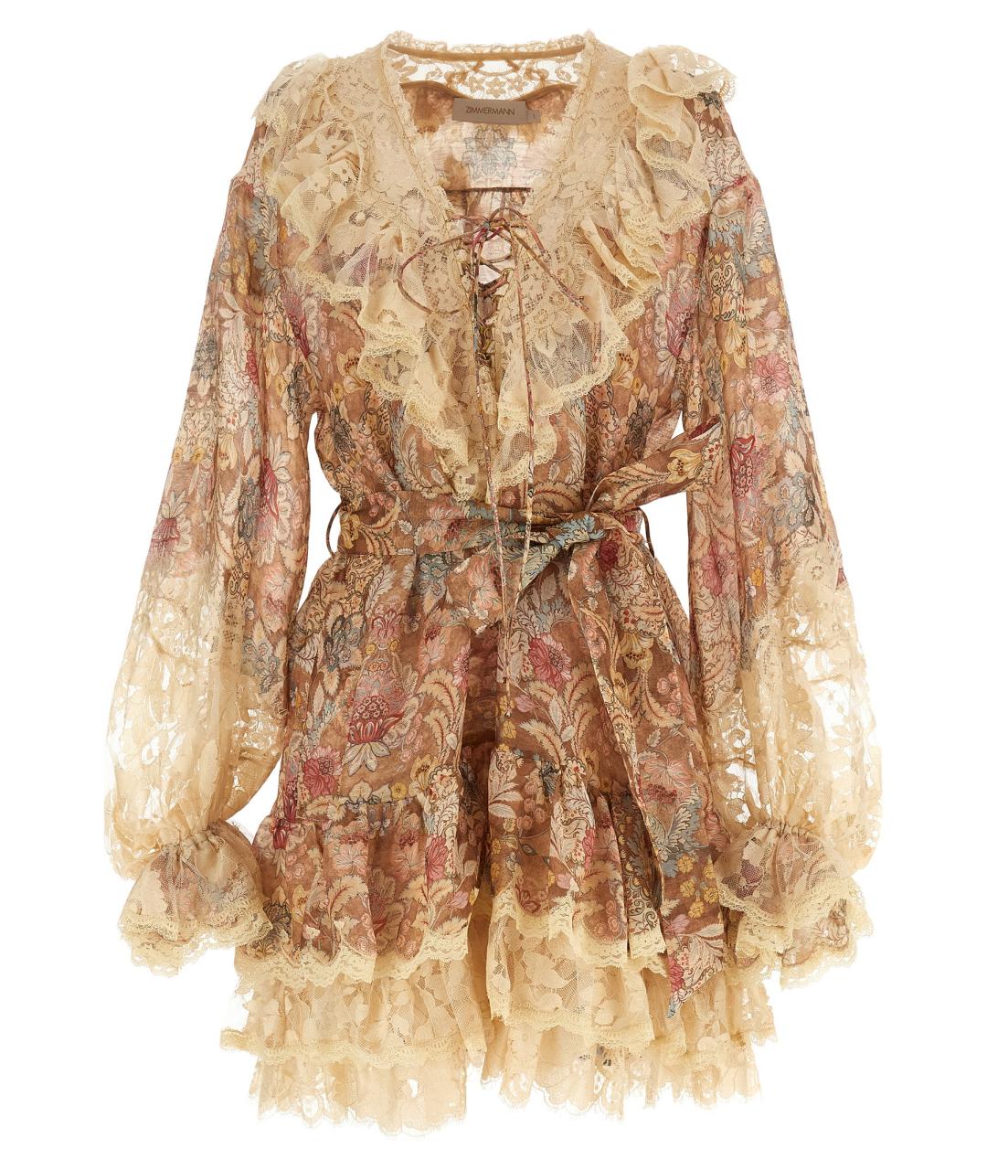 ZIMMERMANN Мульти льняное коктейльное платье, фото 1