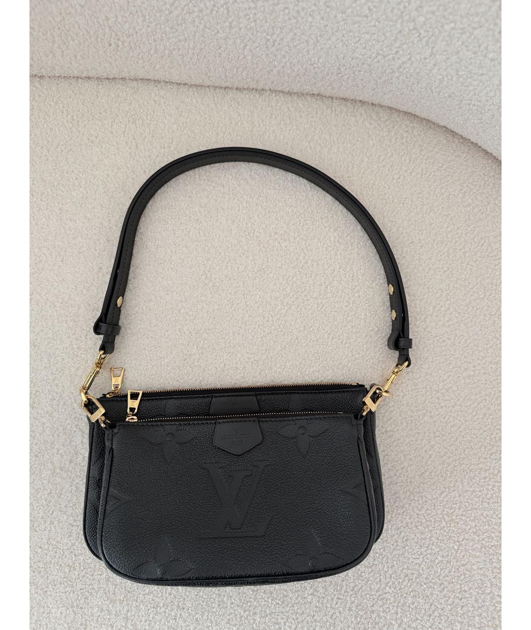 LOUIS VUITTON Черная кожаная сумка с короткими ручками, фото 5