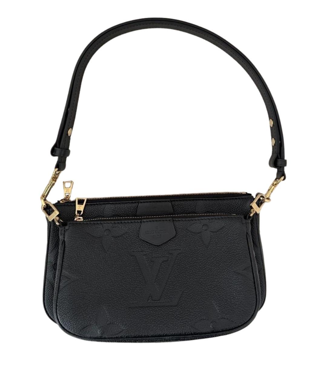 LOUIS VUITTON Черная кожаная сумка с короткими ручками, фото 1