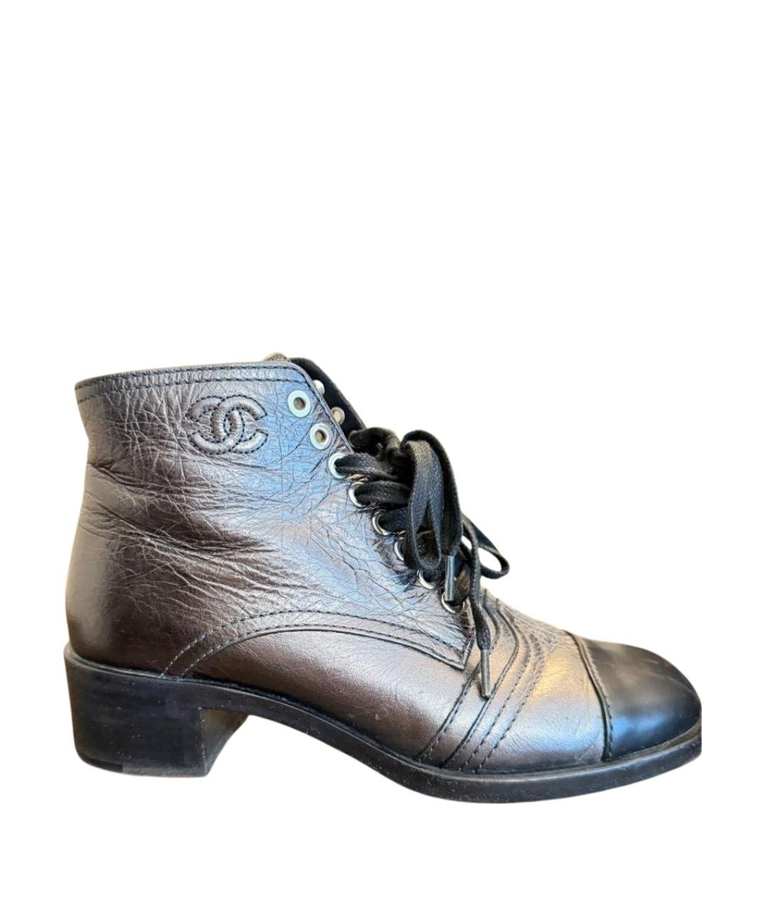 CHANEL Серебряные кожаные ботильоны, фото 1