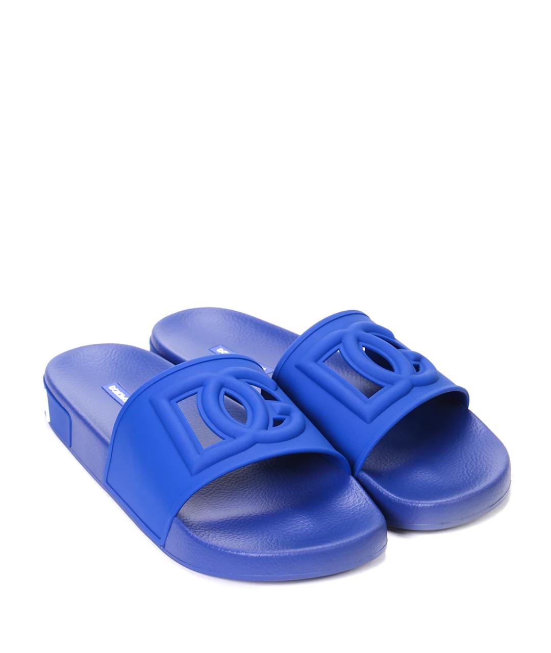 DOLCE&GABBANA Синие резиновые шлепанцы, фото 2