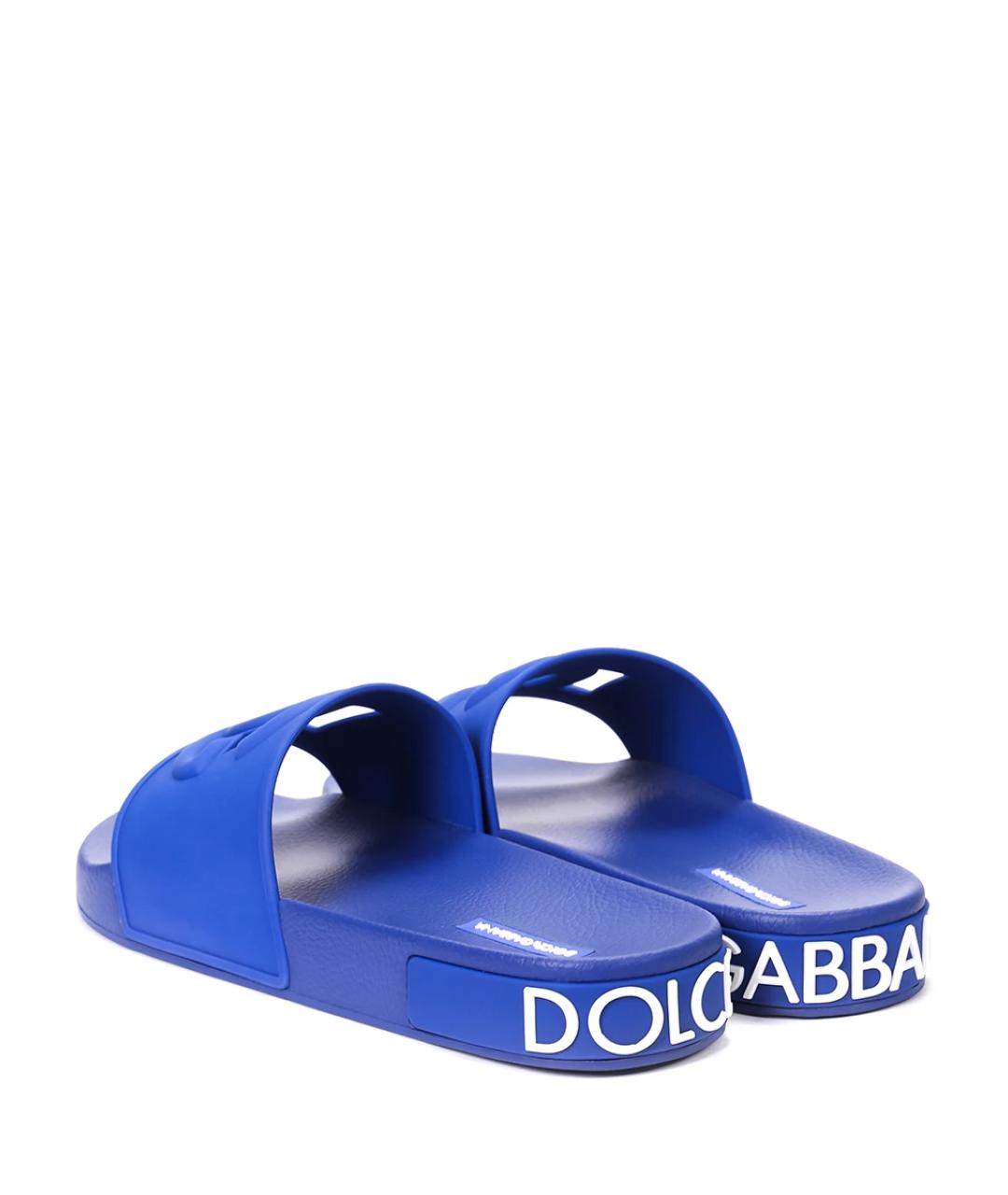 DOLCE&GABBANA Синие резиновые шлепанцы, фото 3
