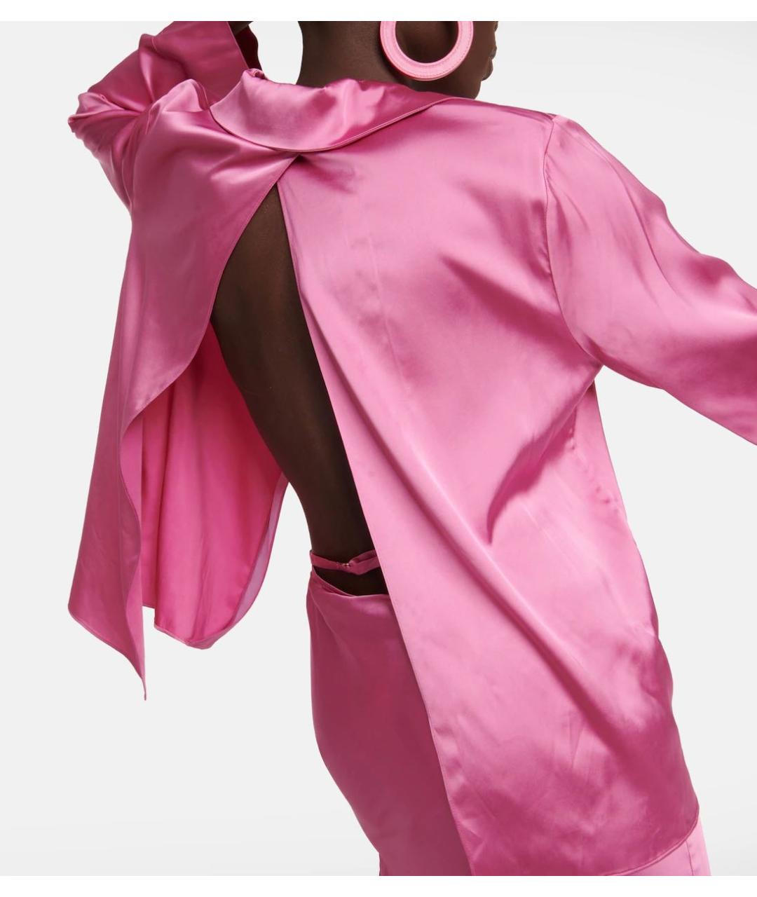 JACQUEMUS Розовая шелковая блузы, фото 7