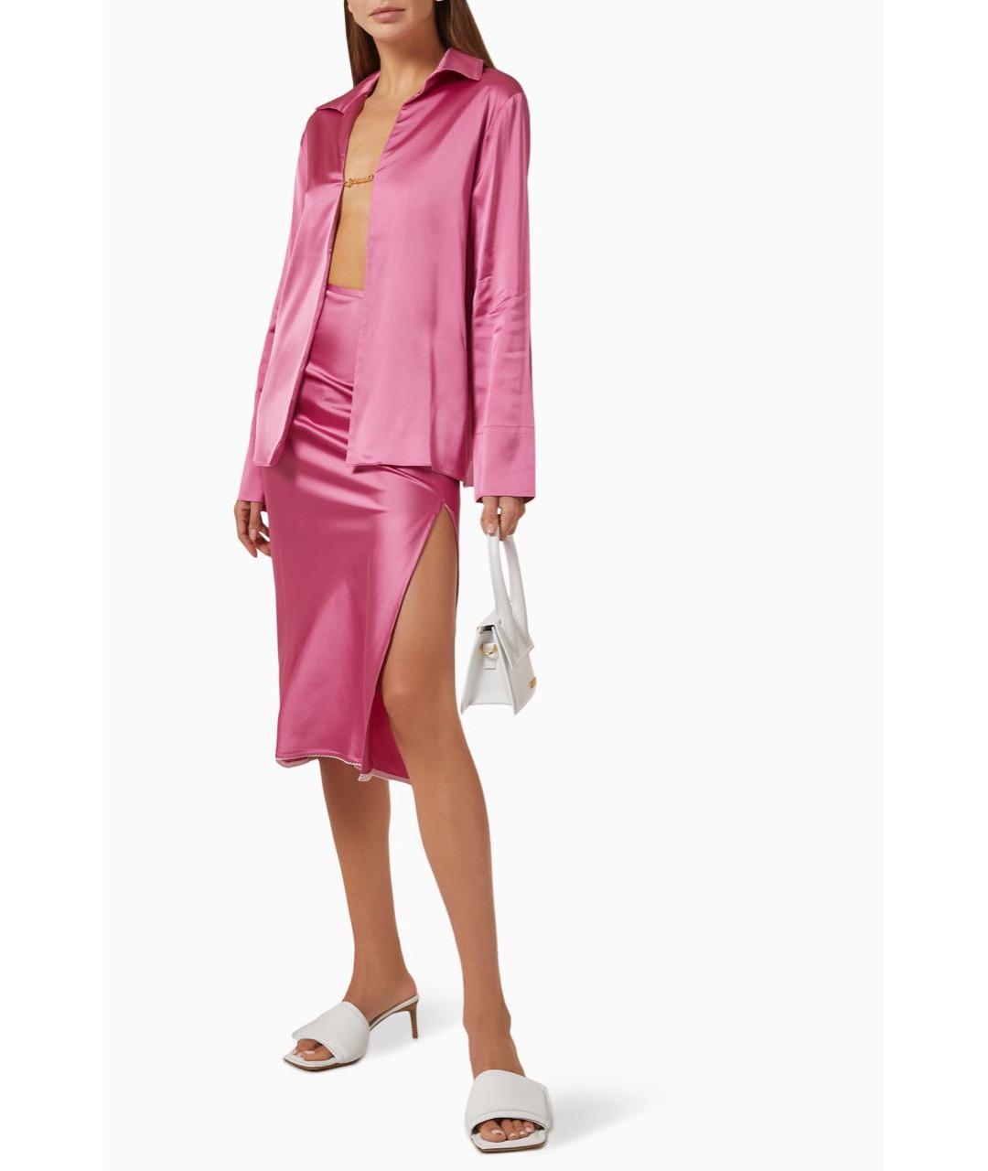 JACQUEMUS Розовая шелковая блузы, фото 5