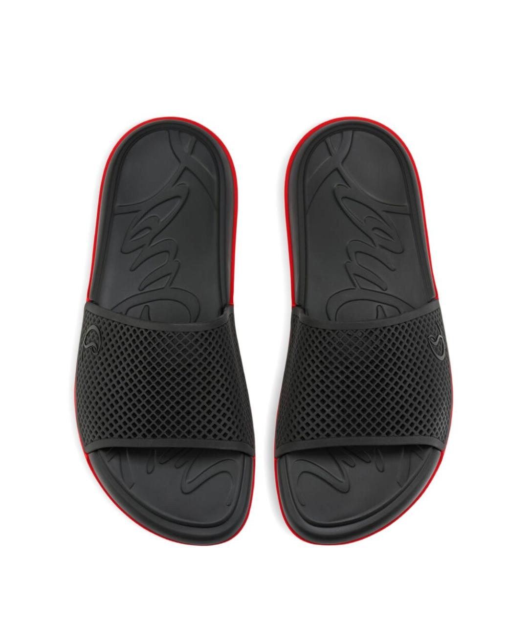 CHRISTIAN LOUBOUTIN Черные резиновые шлепанцы, фото 2