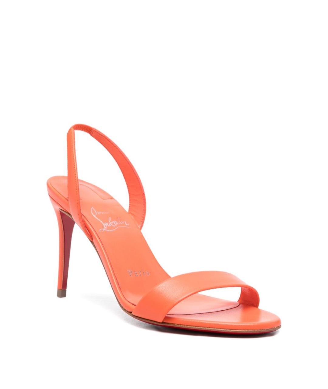 CHRISTIAN LOUBOUTIN Оранжевое кожаные босоножки, фото 3
